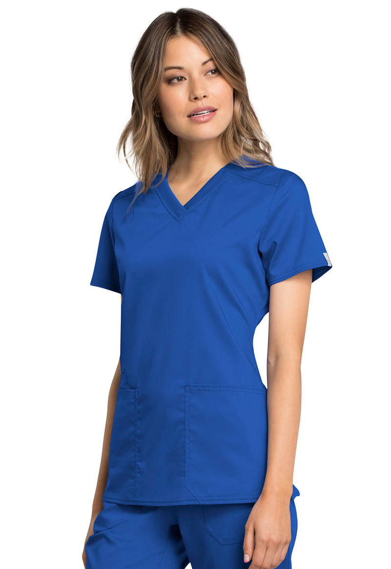 ROYAL BLUE - Cherokee Workwear Revolution Tech Women's 2 Pocket V-Neck Scrub Top - Image 2