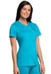 TEAL BLUE - Cherokee Workwear Revolution Tech Women's 2 Pocket V-Neck Scrub Top - Image 4