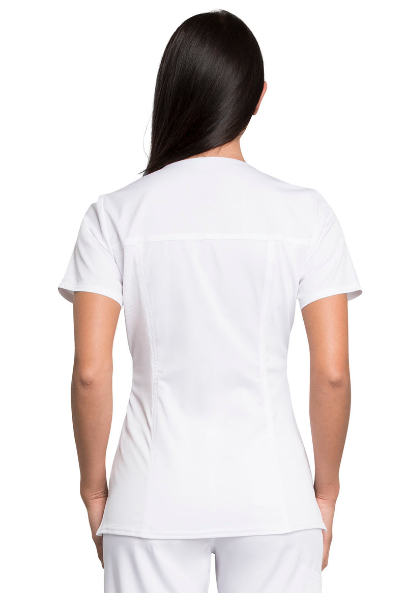 WHITE - Cherokee Workwear Revolution Tech Women's 2 Pocket V-Neck Scrub Top - Image 3
