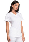 WHITE - Cherokee Workwear Revolution Tech Women's 2 Pocket V-Neck Scrub Top - Image 4