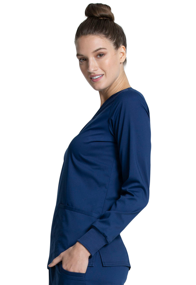 NAVY - Cherokee Workwear Revolution Tech Women's 3 Pocket V-Neck Scrub Top - Image 2
