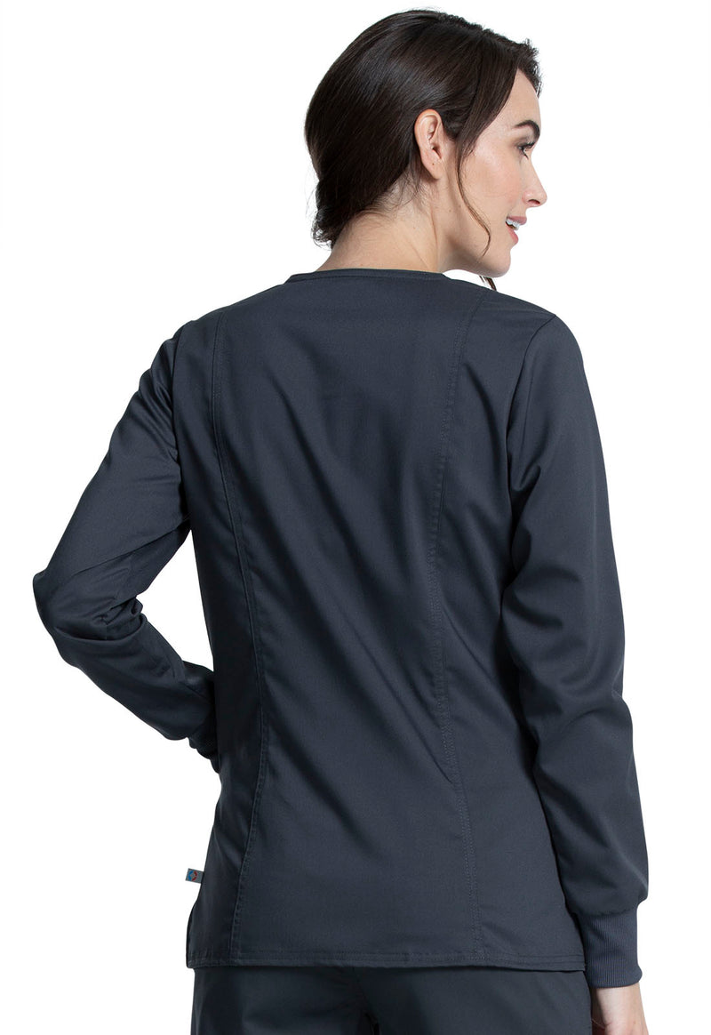 PEWTER - Cherokee Workwear Revolution Tech Women's 3 Pocket V-Neck Scrub Top - Image 3
