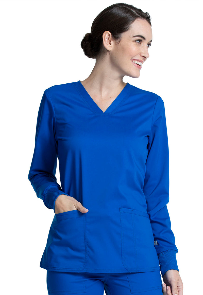 ROYAL BLUE - Cherokee Workwear Revolution Tech Women's 3 Pocket V-Neck Scrub Top - Image 1