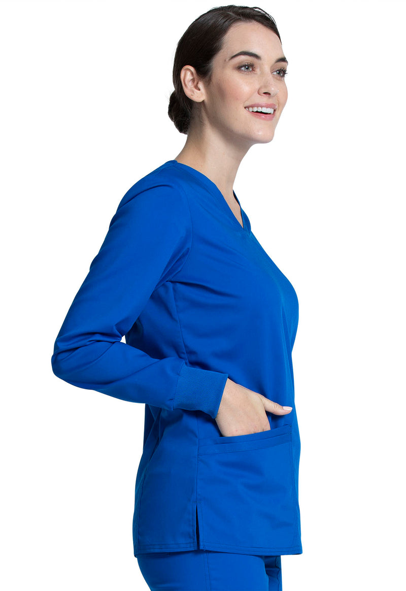 ROYAL BLUE - Cherokee Workwear Revolution Tech Women's 3 Pocket V-Neck Scrub Top - Image 4