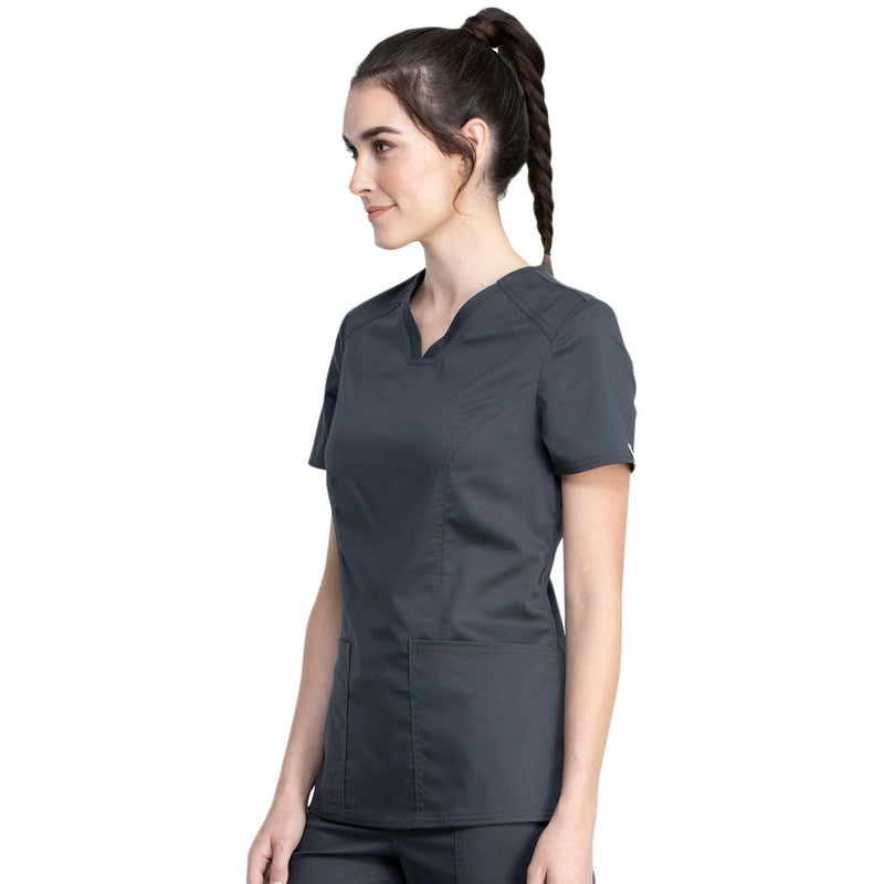 PEWTER - Cherokee Workwear Revolution Tech Women's 2 Pocket V-Neck Scrub Top WW741 - Image 2