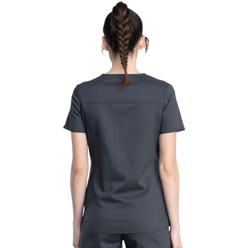 PEWTER - Cherokee Workwear Revolution Tech Women's 2 Pocket V-Neck Scrub Top WW741 - Image 4