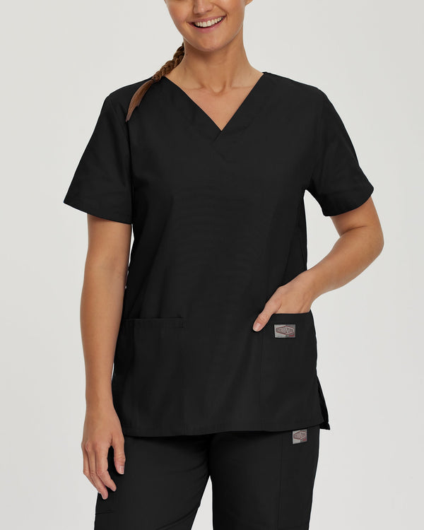Top de enfermería para mujer con cuello en V y 3 bolsillos