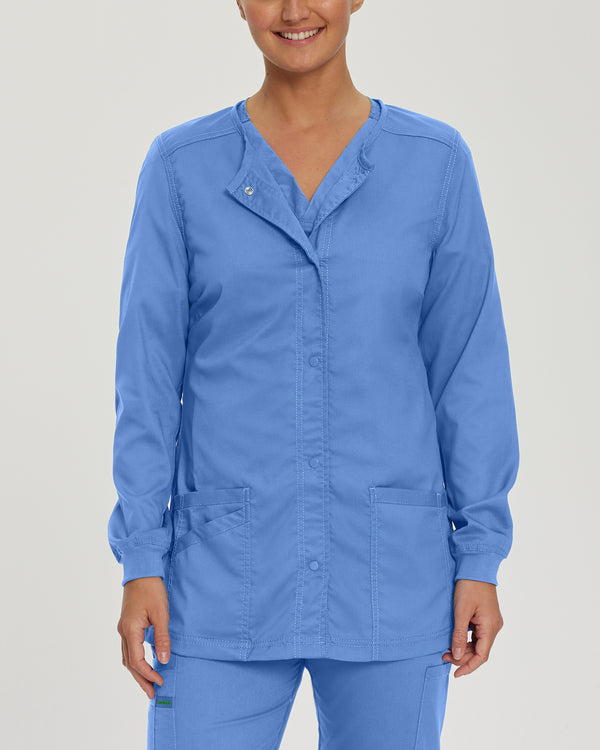 Chaqueta de uniforme quirúrgico para mujer, con 3 bolsillos y estilo calentador