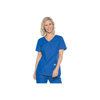 Landau ScrubZone Women's 2 Pocket Mock Wrap Scrub Top for Nursing
