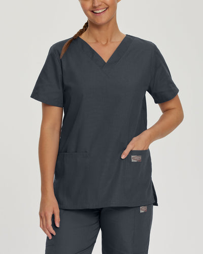 Top de enfermería para mujer con cuello en V y 3 bolsillos
